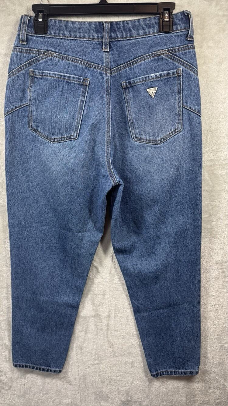 Guess Jeans Womens Sz 29 Blue Ankle Denim Zipper Logo 100% Cotton